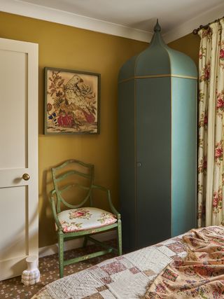 Image may contain Corner Chair Furniture Indoors Interior Design Art Painting Home Decor Bed Bedroom and Room