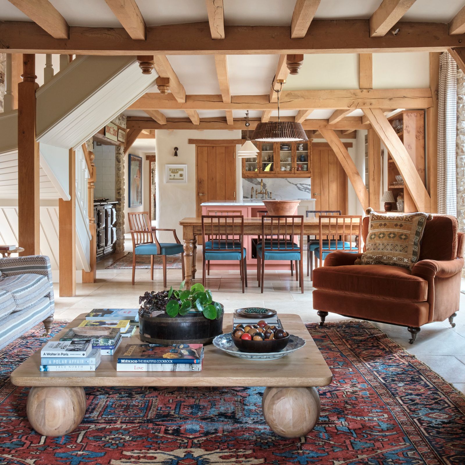 An 18th-century Somerset barn transformed into a warm, comfortable home